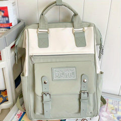 Contrast Tote Backpack Preppy Style School Bag For Travel Work