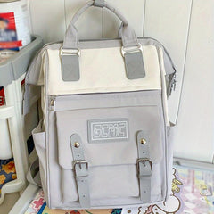 Contrast Tote Backpack Preppy Style School Bag For Travel Work