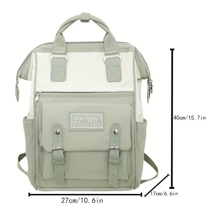 Contrast Tote Backpack Preppy Style School Bag For Travel Work