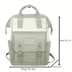 Contrast Tote Backpack Preppy Style School Bag For Travel Work
