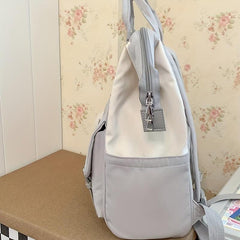 Contrast Tote Backpack Preppy Style School Bag For Travel Work