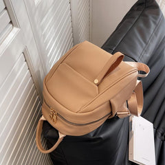 Textured Faux Leather Backpack Women's Double Zipper School Bag