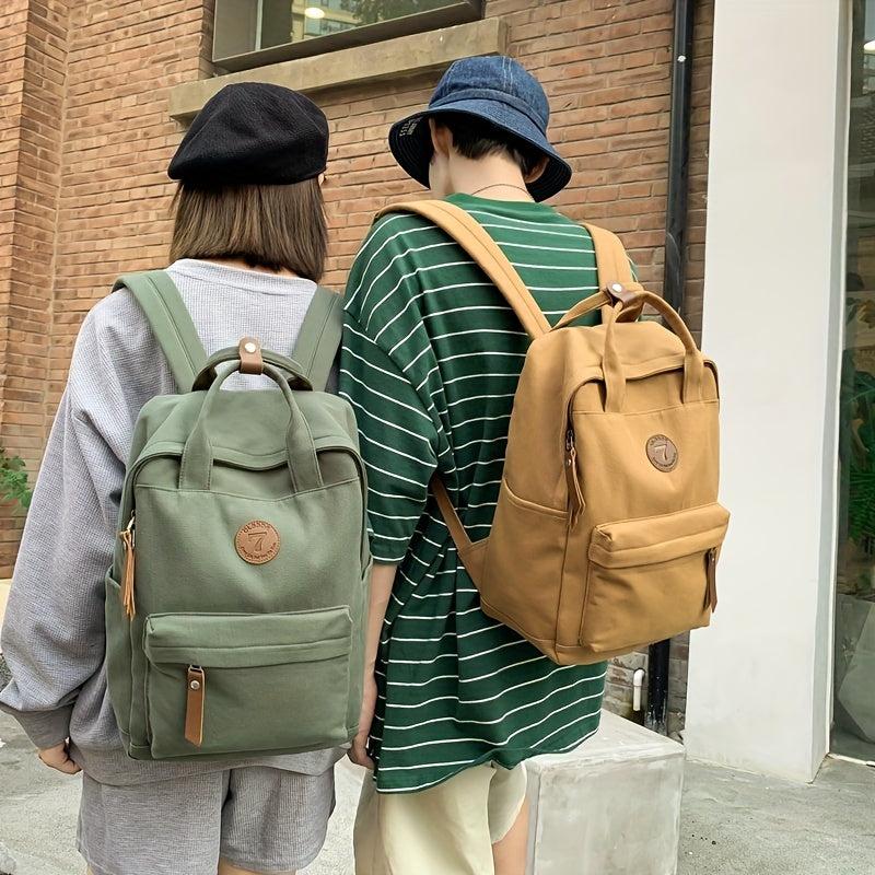 Vintage Zipper Backpack Large Capacity Rucksack