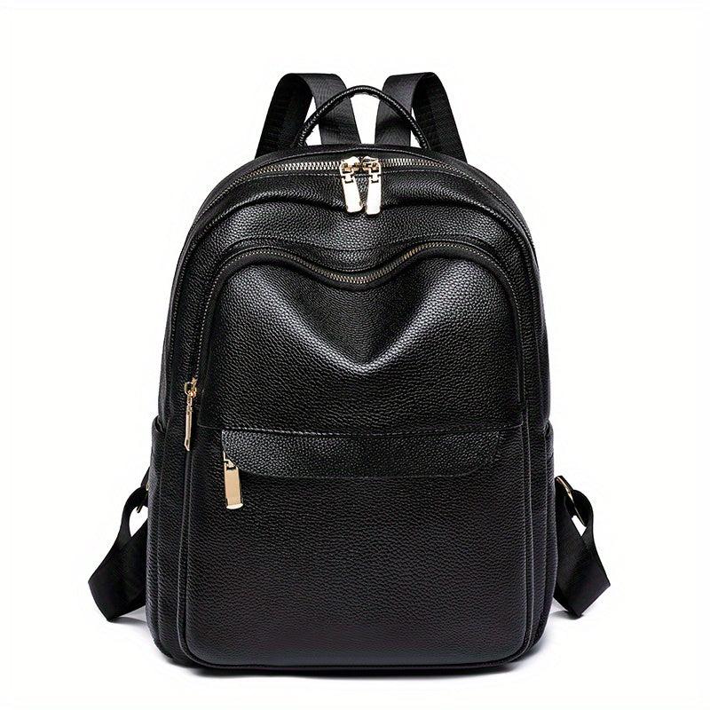 Contrast Backpack PU Leather Daypack Women's Daily Travel Schoolbag