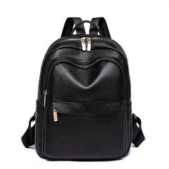 Contrast Backpack PU Leather Daypack Women's Daily Travel Schoolbag