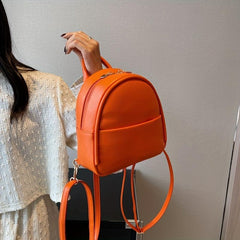 Mini Solid Backpack For Women Convertible Crossbody Bag