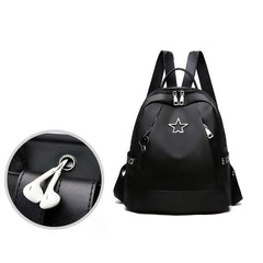 Metal Star Decor Zipper Backpack Waterproof Bookbag for Travel & Work