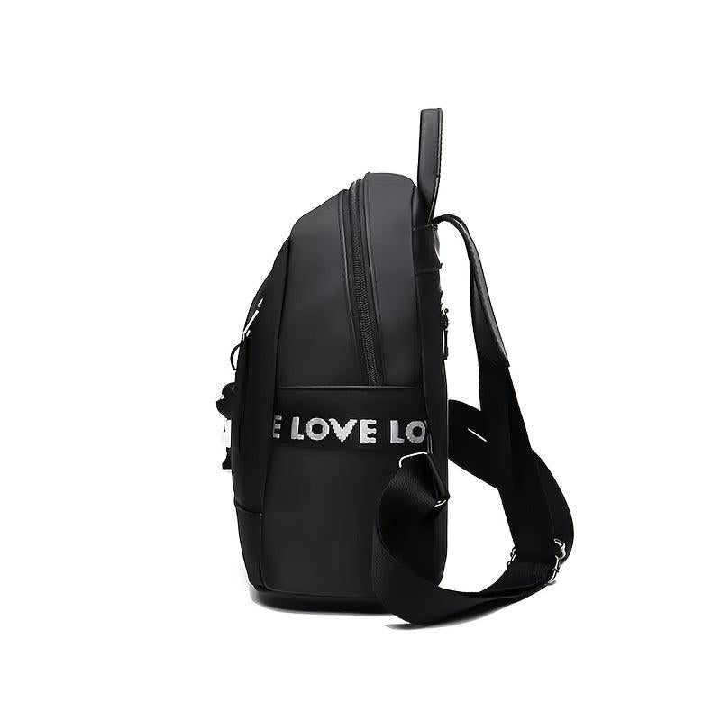 Metal Star Decor Zipper Backpack Waterproof Bookbag for Travel & Work