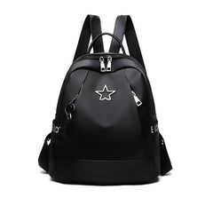 Metal Star Decor Zipper Backpack Waterproof Bookbag for Travel & Work