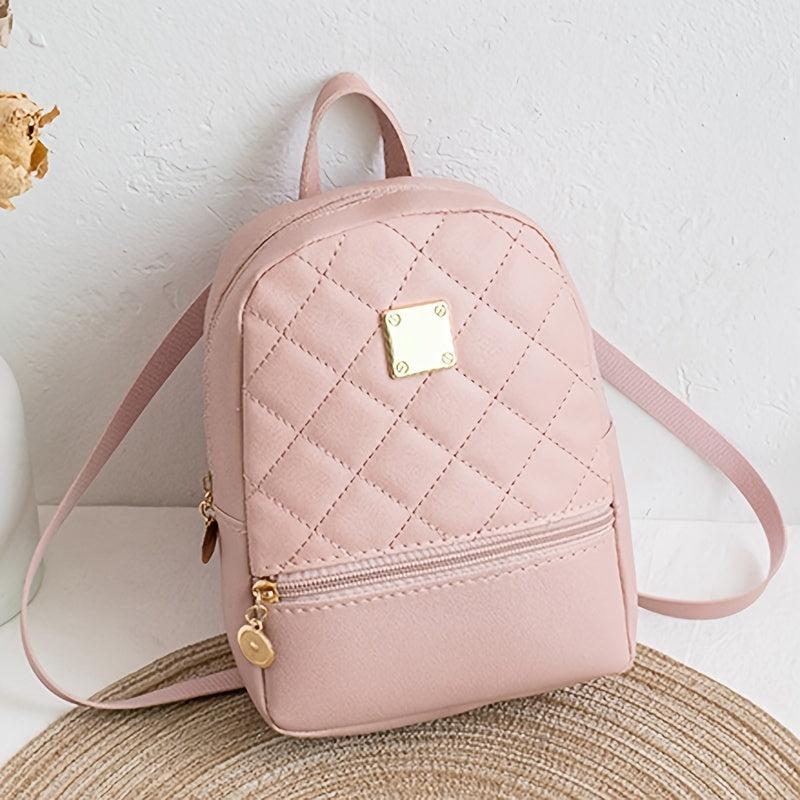 Stylish Argyle Quilted Mini Backpack for Women