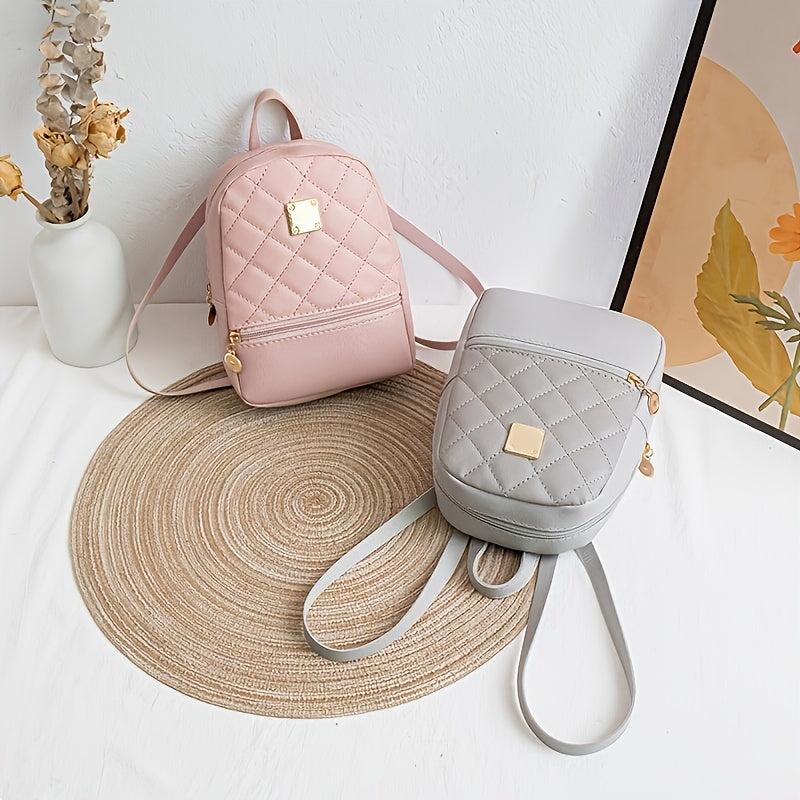 Stylish Argyle Quilted Mini Backpack for Women