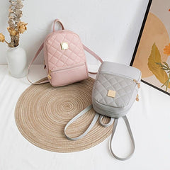 Stylish Argyle Quilted Mini Backpack for Women