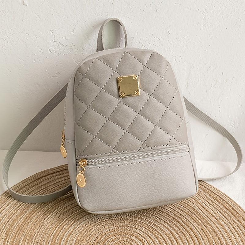 Stylish Argyle Quilted Mini Backpack for Women