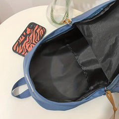 Preppy Style Nylon Backpack with Laptop Compartment