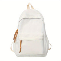 Preppy Style Nylon Backpack with Laptop Compartment