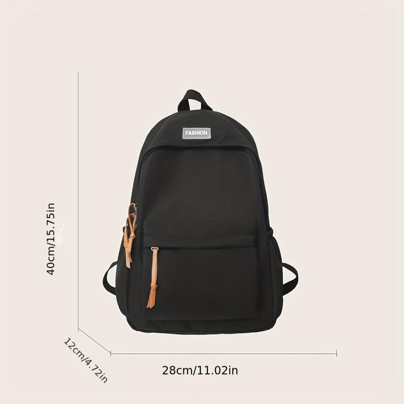 Preppy Style Nylon Backpack with Laptop Compartment