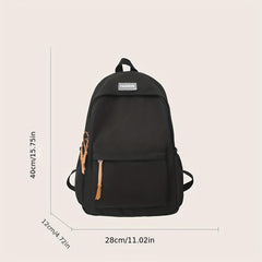 Preppy Style Nylon Backpack with Laptop Compartment