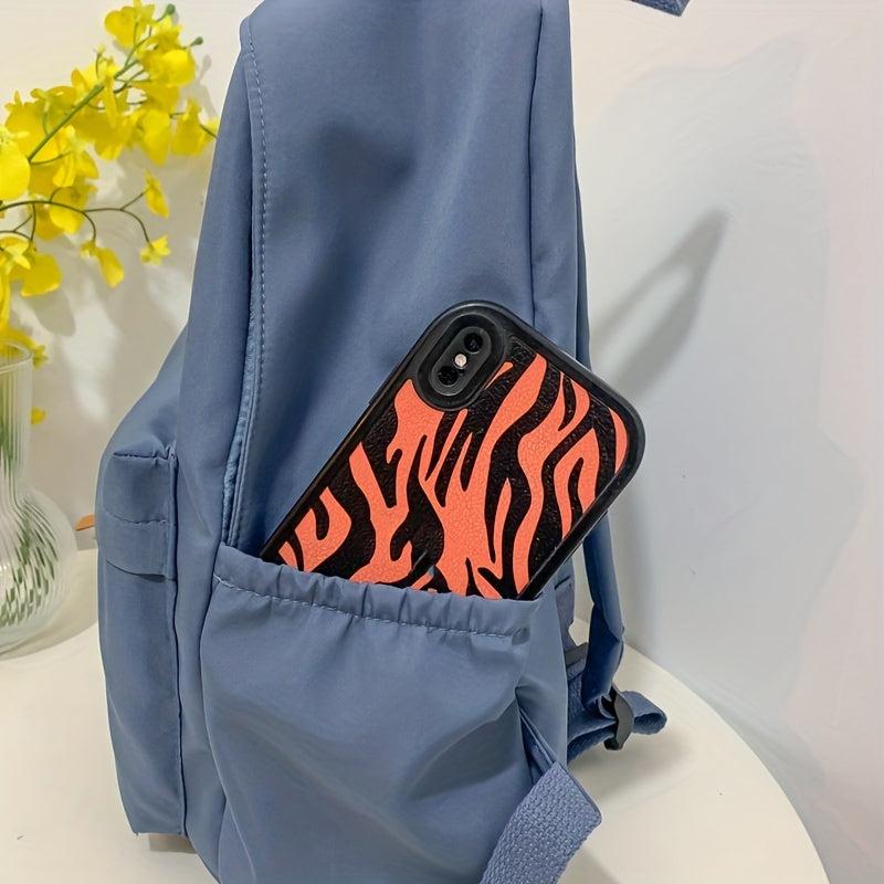 Preppy Style Nylon Backpack with Laptop Compartment