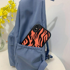 Preppy Style Nylon Backpack with Laptop Compartment