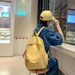 Preppy Style Nylon Backpack with Laptop Compartment