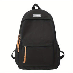 Preppy Style Nylon Backpack with Laptop Compartment