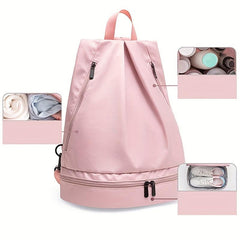 Waterproof Travel Backpack Nylon Sports Bag With Shoes Compartment