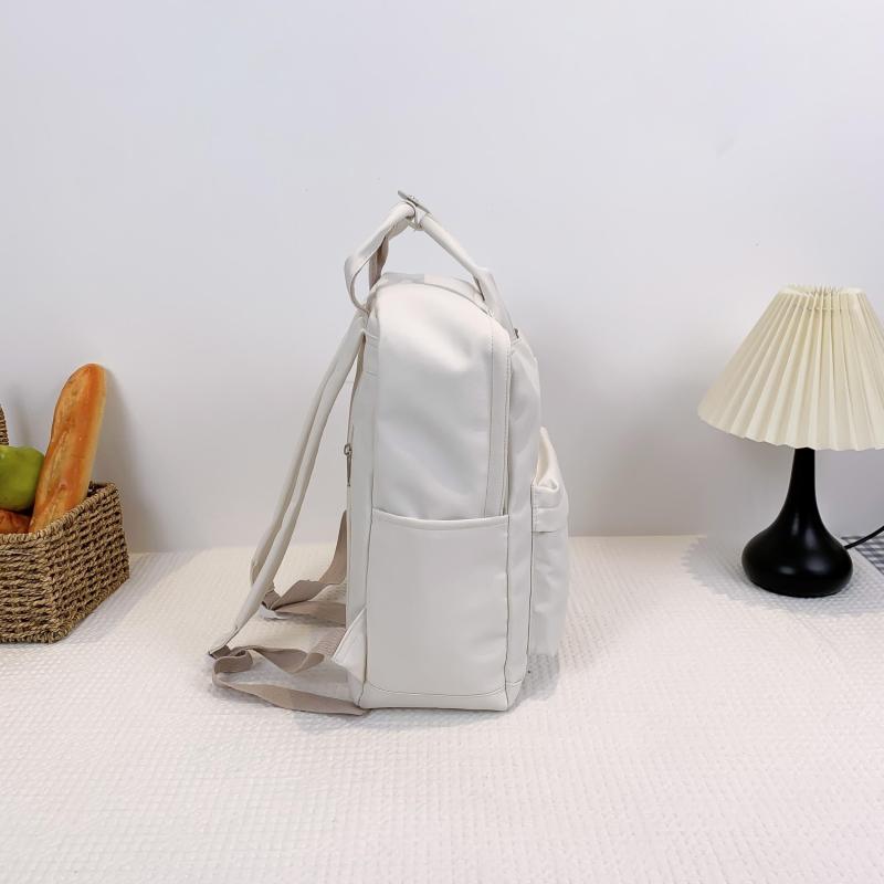 Solid Backpack Zipper School Bag Women's Preppy Rucksack
