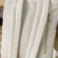 Solid Backpack Zipper School Bag Women's Preppy Rucksack