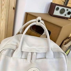 Solid Backpack Zipper School Bag Women's Preppy Rucksack