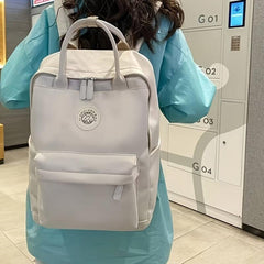 Solid Backpack Zipper School Bag Women's Preppy Rucksack
