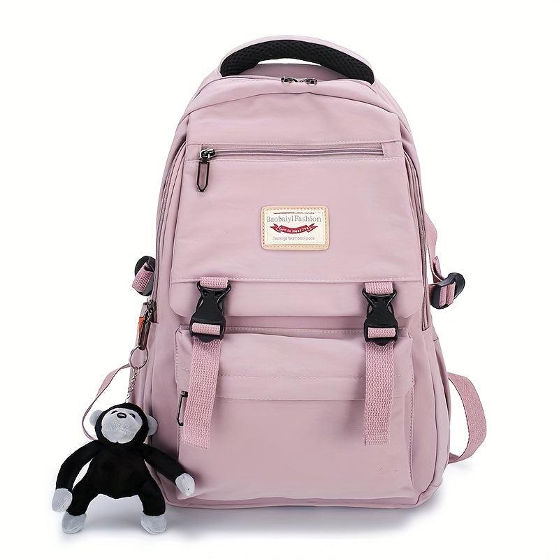 Monkey Pendant Backpack Large Capacity Durable Lightweight School Travel Bag
