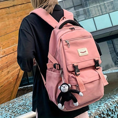 Monkey Pendant Backpack Large Capacity Durable Lightweight School Travel Bag