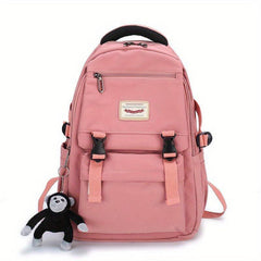 Monkey Pendant Backpack Large Capacity Durable Lightweight School Travel Bag