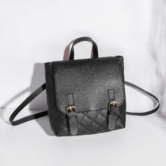 Quilted Flap Backpack Small Faux Leather Backpack For Work & School