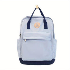 Colorblock Zipper Backpack Lightweight Large Capacity Rucksack