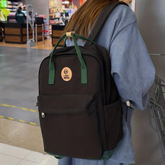 Colorblock Zipper Backpack Lightweight Large Capacity Rucksack