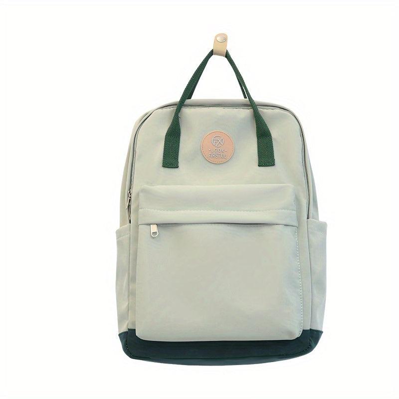 Colorblock Zipper Backpack Lightweight Large Capacity Rucksack
