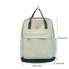 Colorblock Zipper Backpack Lightweight Large Capacity Rucksack