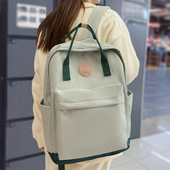 Colorblock Zipper Backpack Lightweight Large Capacity Rucksack