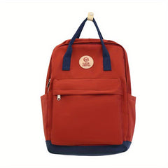 Colorblock Zipper Backpack Lightweight Large Capacity Rucksack