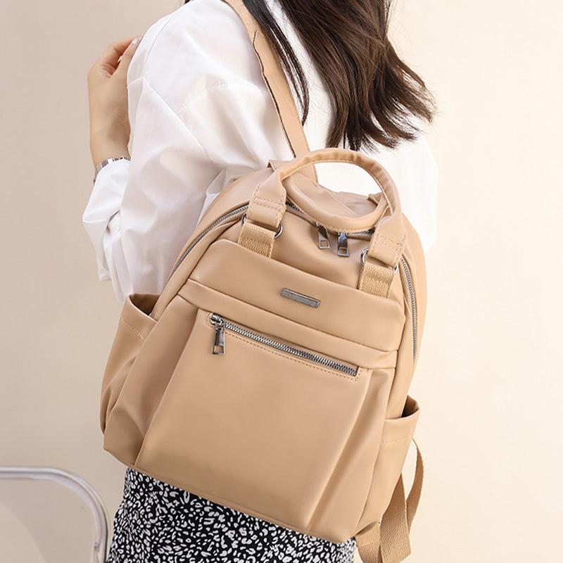 Solid Waterproof Backpack for Women - PU Leather Daypack