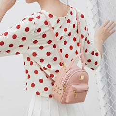 Mini Retro Faux Leather Backpack Rivet Decor Shoulder Bag