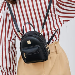 Mini Retro Faux Leather Backpack Rivet Decor Shoulder Bag