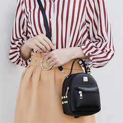 Mini Retro Faux Leather Backpack Rivet Decor Shoulder Bag