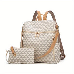Casual Geometric Pattern Backpack with Purse