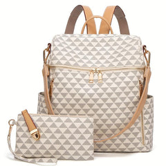 Casual Geometric Pattern Backpack with Purse