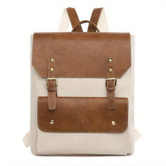 Classic Style Flap Backpack PU Leather School Bag