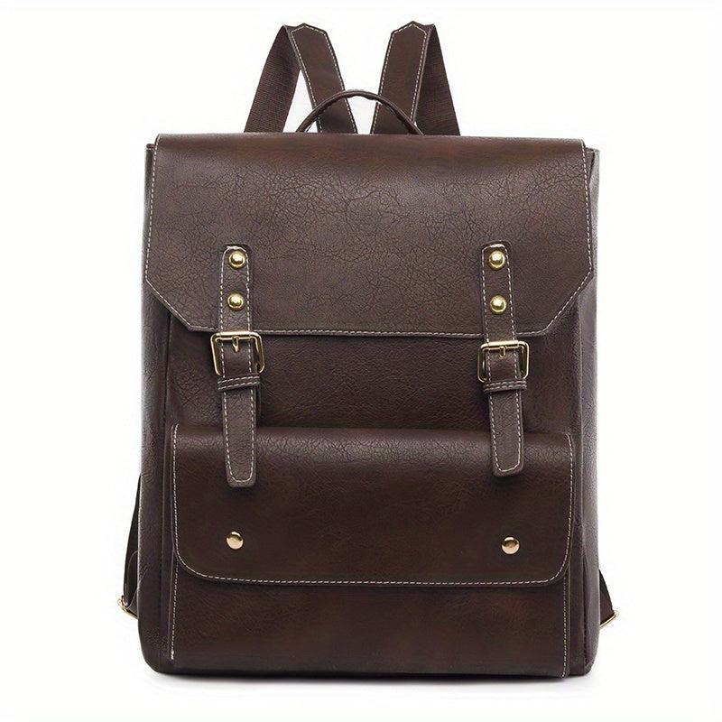 Classic Style Flap Backpack PU Leather School Bag