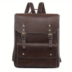 Classic Style Flap Backpack PU Leather School Bag
