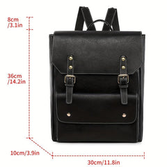 Classic Style Flap Backpack PU Leather School Bag